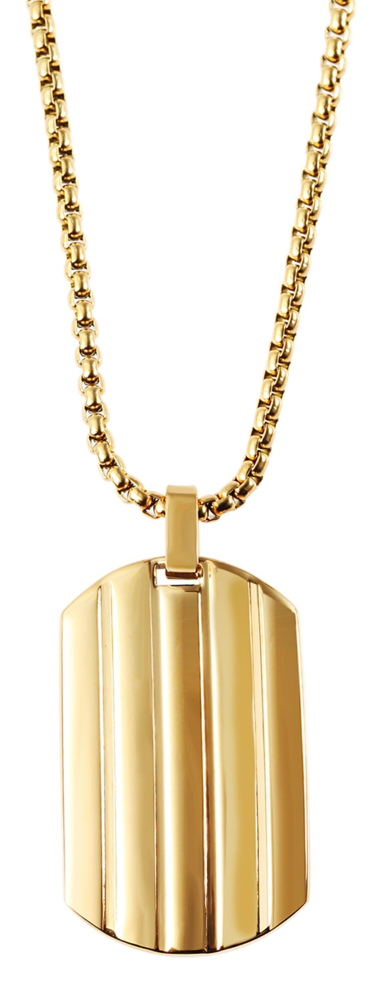 Akzent Halskette mit Dog Tag, Edelstahl, goldfarben