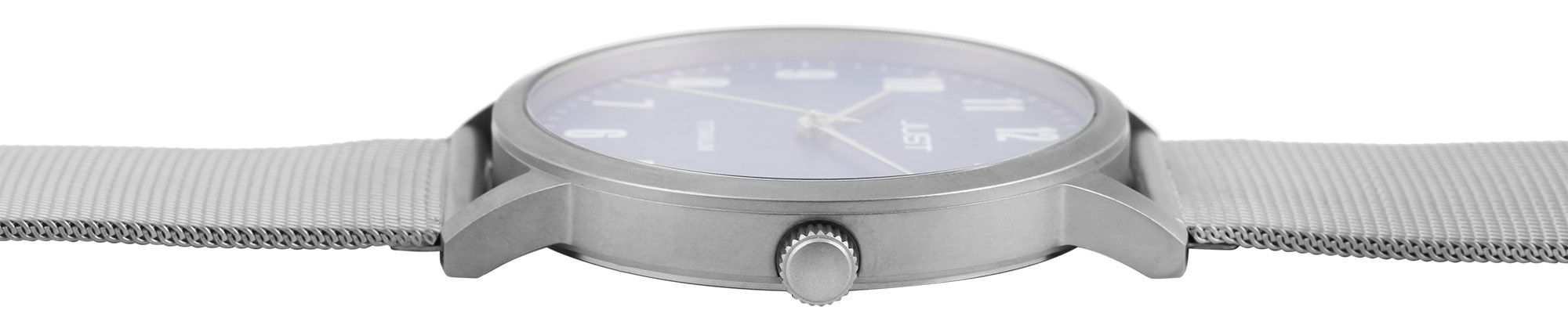 Just Titan Herrenuhr mit Edelstahl-Milanaisearmband, 5 ATM, blaues ZB