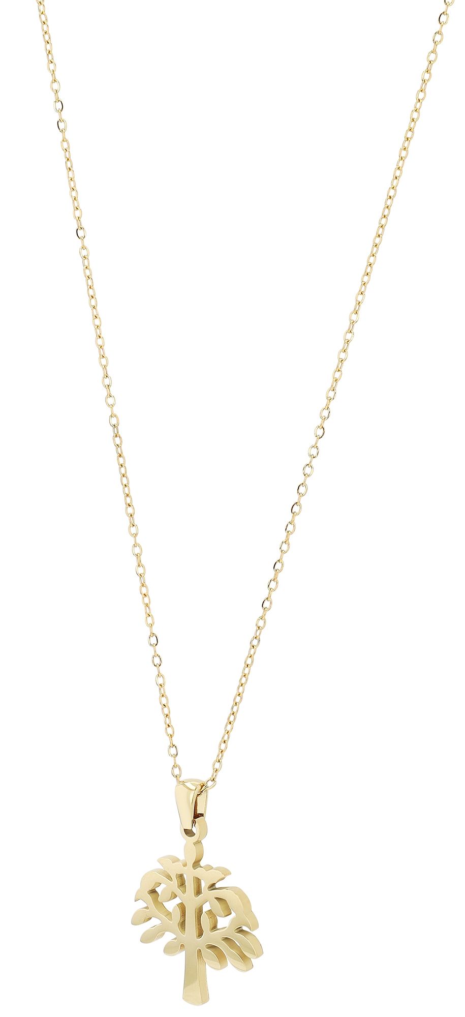 Akzent Schmuckset "Sylva", Lebensbaum, Edelstahl, Kette & Ohrstecker, goldfarben