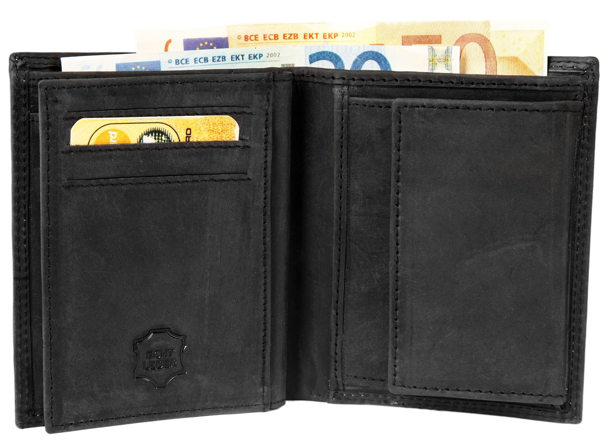 Echt Leder Geldbörse in schwarz