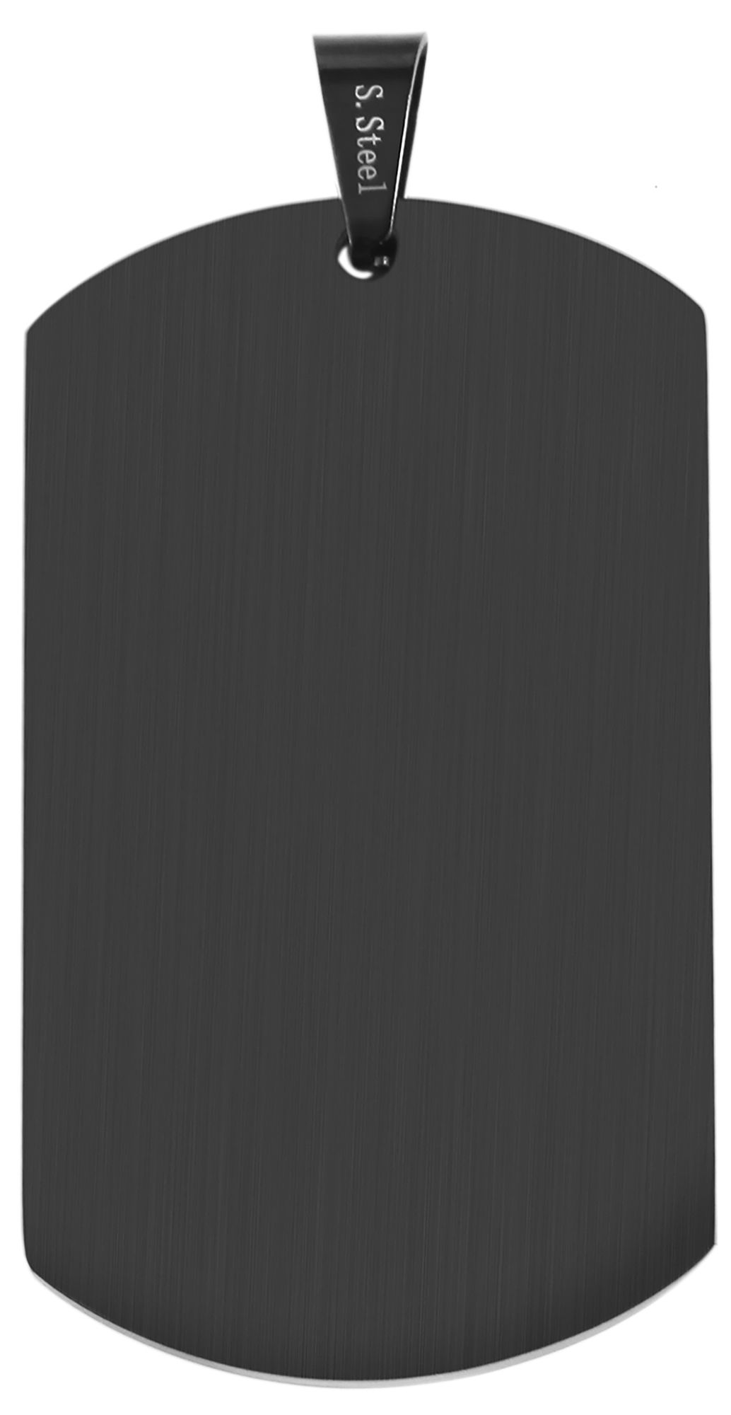 "Asha" Akzent Edelstahl Gravuranhänger/ Dog Tag, 50 x 29 mm, schwarz