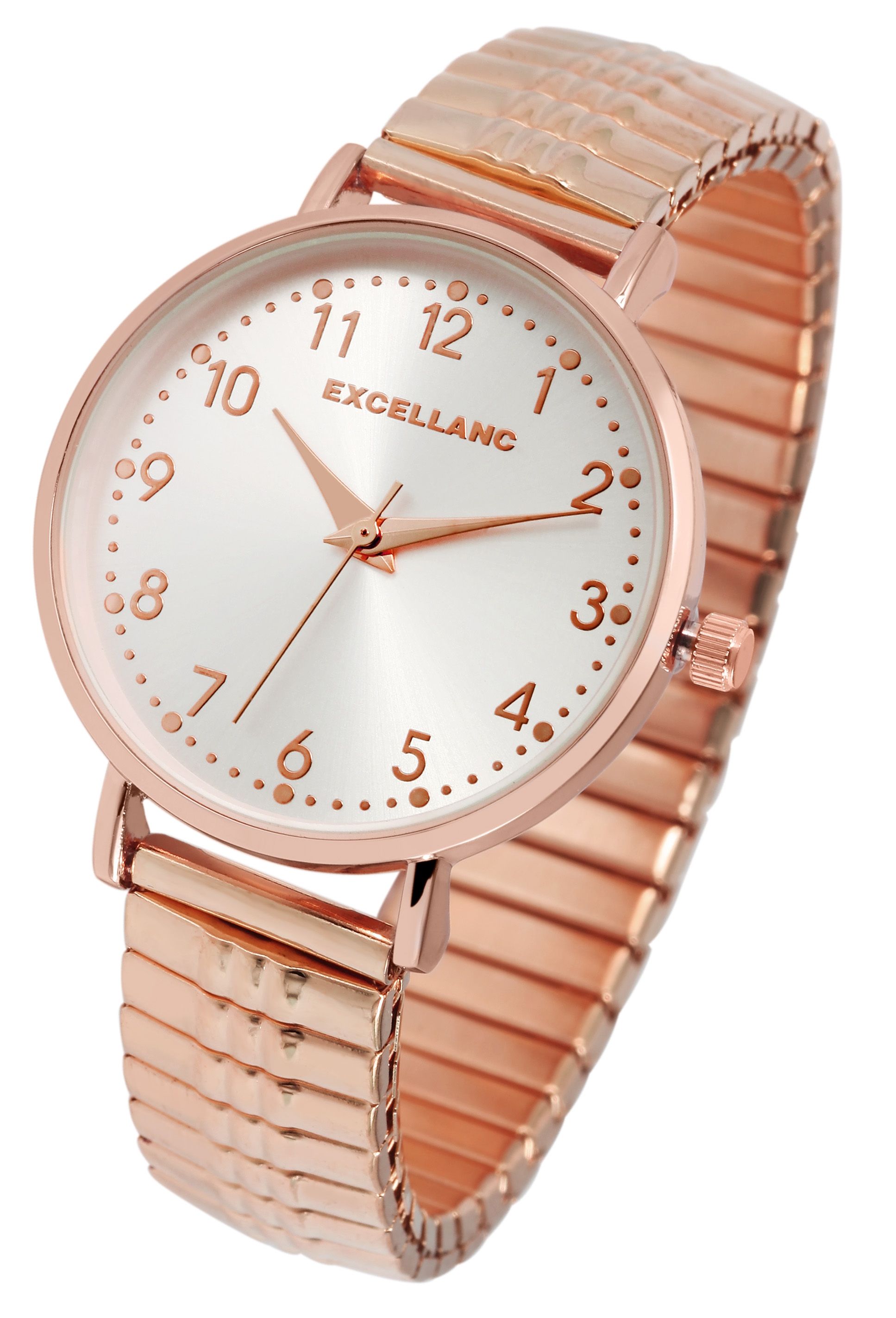 Excellanc Damenuhr mit Edelstahlzugarmband, roségoldfarben