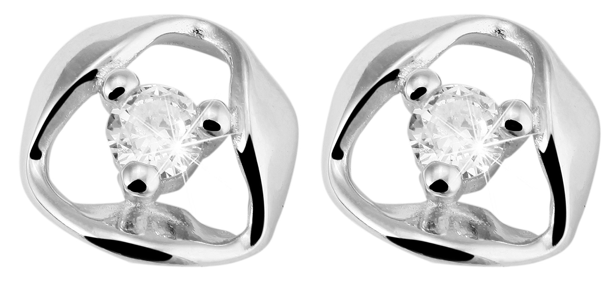 925/- Echt Silber Ohrstecker "Della" mit Zirkoniastein, 925/rhodiniert