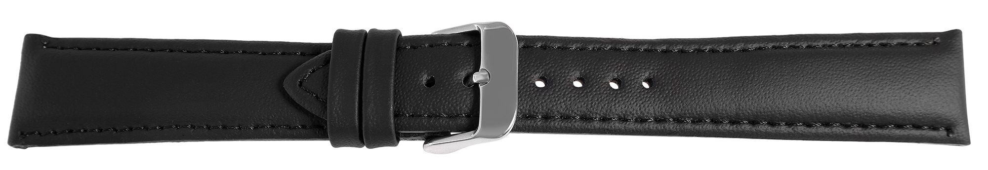 Echtleder Uhrenarmband, schwarz, gepolstert, VE-6