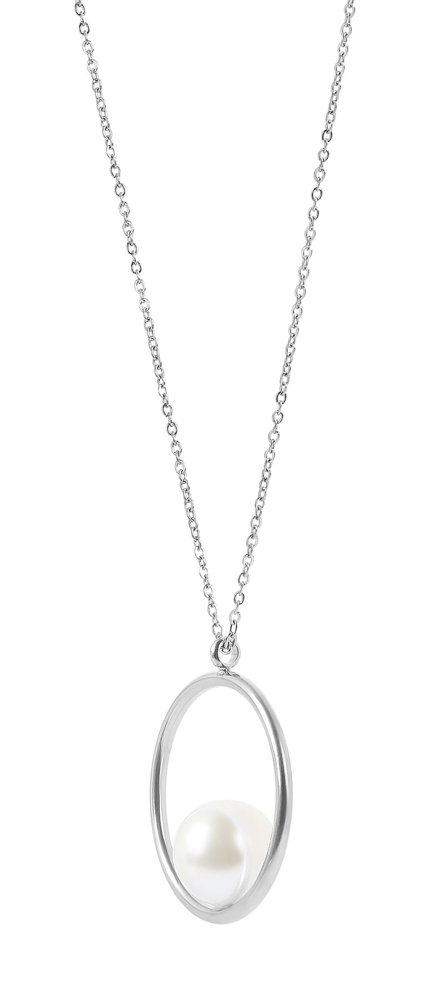 Akzent Edelstahlschmuckset (Kette und Ohrringe), mit Glasperlen, silberfarbig