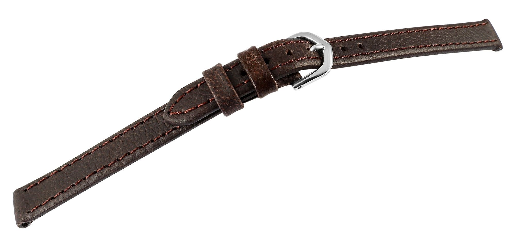 Echtleder-Uhrenarmband "super-soft", dunkelbraun, Naht, 10 mm