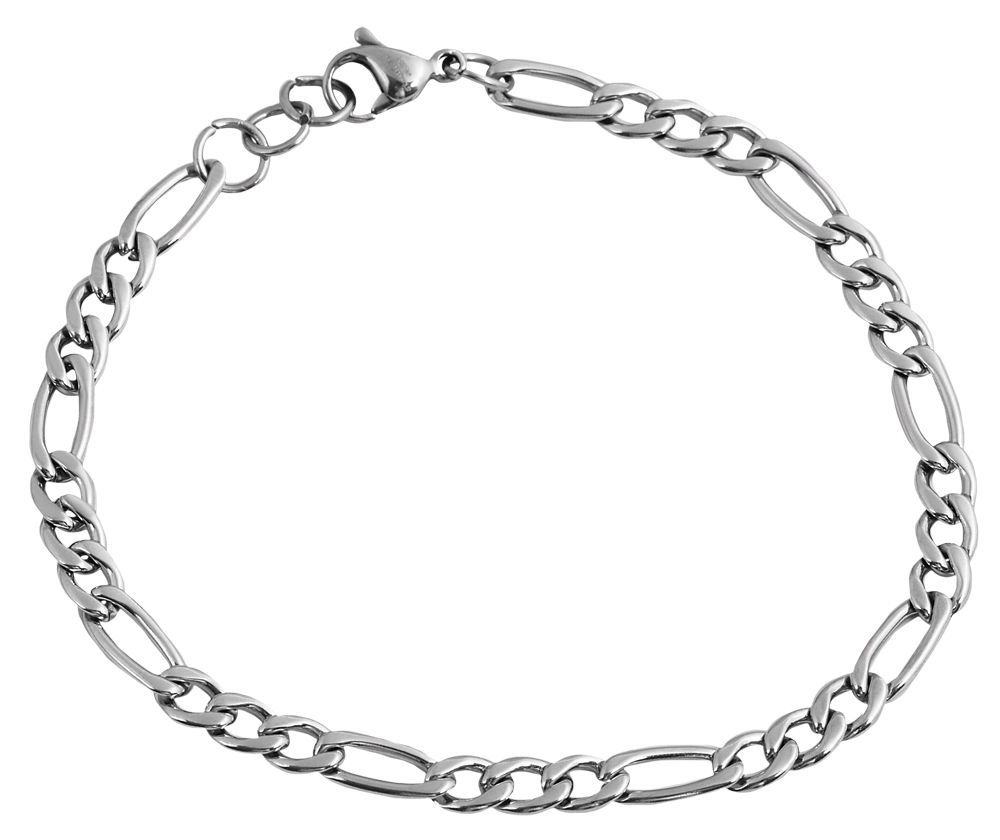 "Clarinha" Figaro-Armband aus Edelstahl, 18 cm/ 4,5 mm, silberfarben