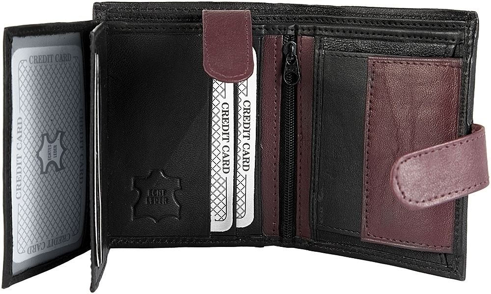 SteinMeister Herren Geldbörse aus Echtleder, Hochformat, schwarz/ bordeaux
