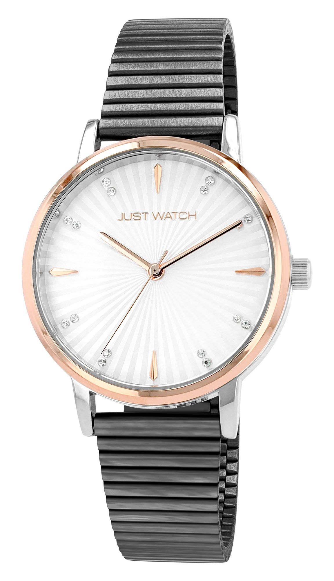 Just Watch Damenuhr mit Edelstahlarmband, anthrazit/roségoldfarben