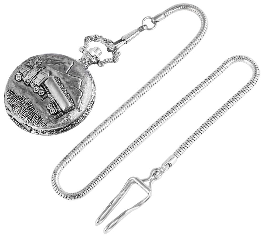 Excellanc Taschenuhr, LKW, silberfarben
