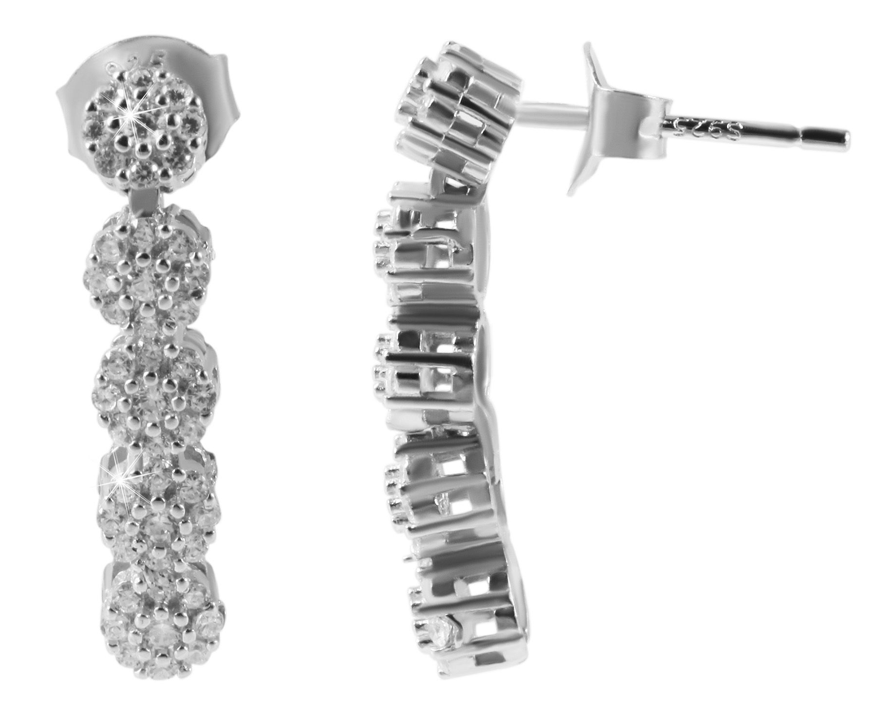 925/- Echt Silber Schmuckset "Dannika" mit Armband(17+3cm), Kette(42+3cm) und Ohrringe, 925/rhodiniert