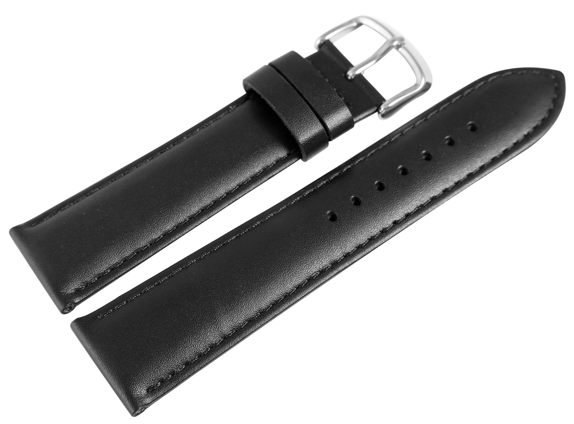 Uhrenarmband aus Echt Leder ín schwarz, 22 mm