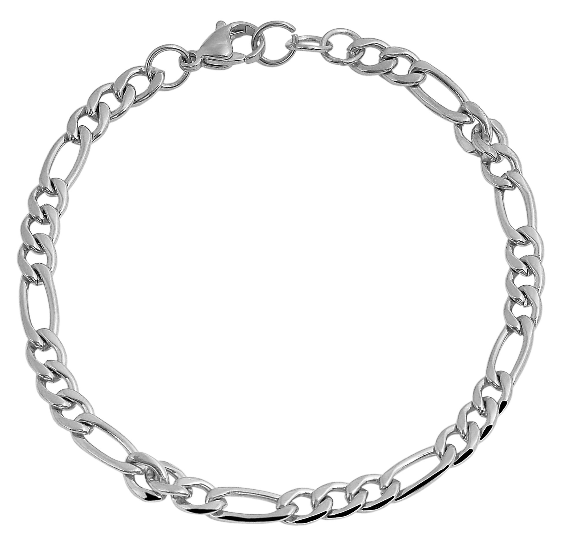 "Clarinha" Figaro-Armband aus Edelstahl, 18 cm/ 4,5 mm, silberfarben