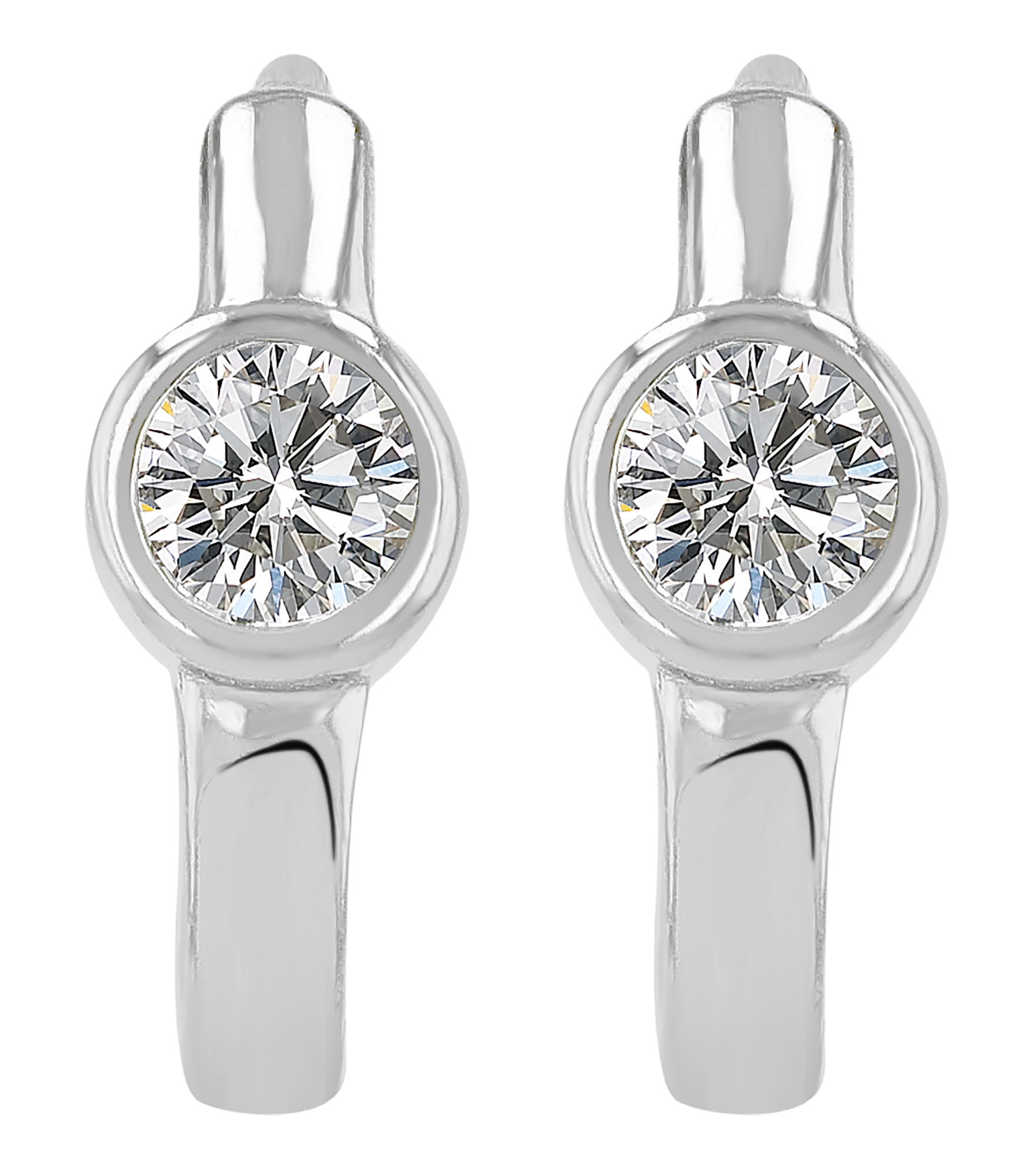 "Mexine" 925/- Echt Silber Mini Creole/ Huggie Ø 9 mm, weißen Zirkoniastein, rhodiniert