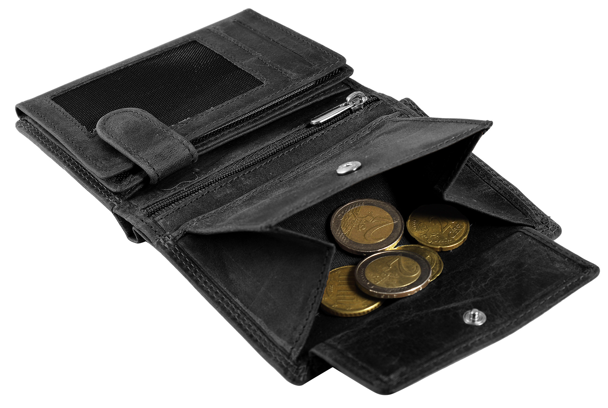 Akzent Echt Leder (Hunter-Leder) Geldbörse, RFID, Hochformat, "Truck", schwarz