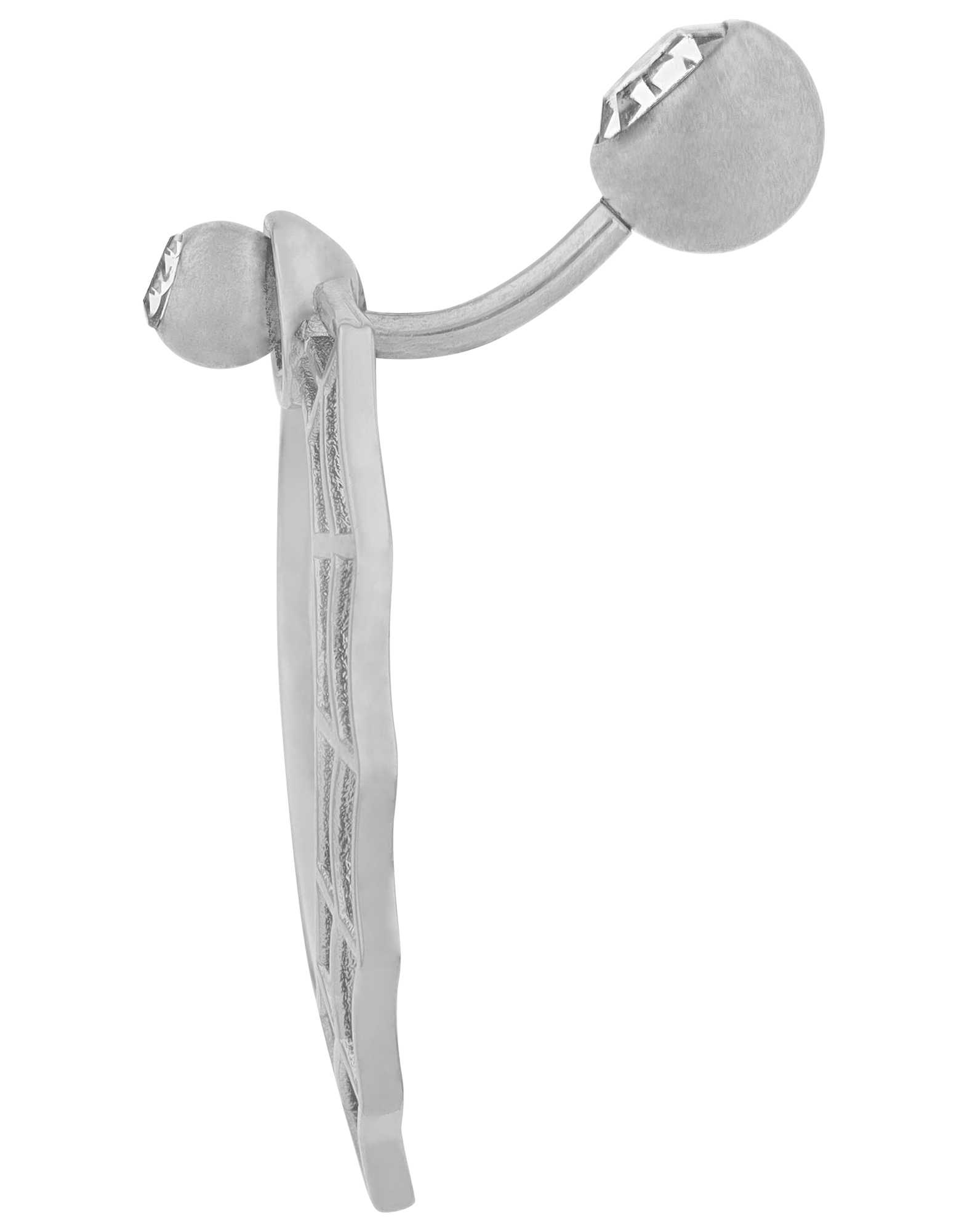 "Elena" Edelstahl-Bronze Bauchnabelpiercing, Stablänge 11 mm/ Stabstärke 2 mm, Zirkonia, silberfarben