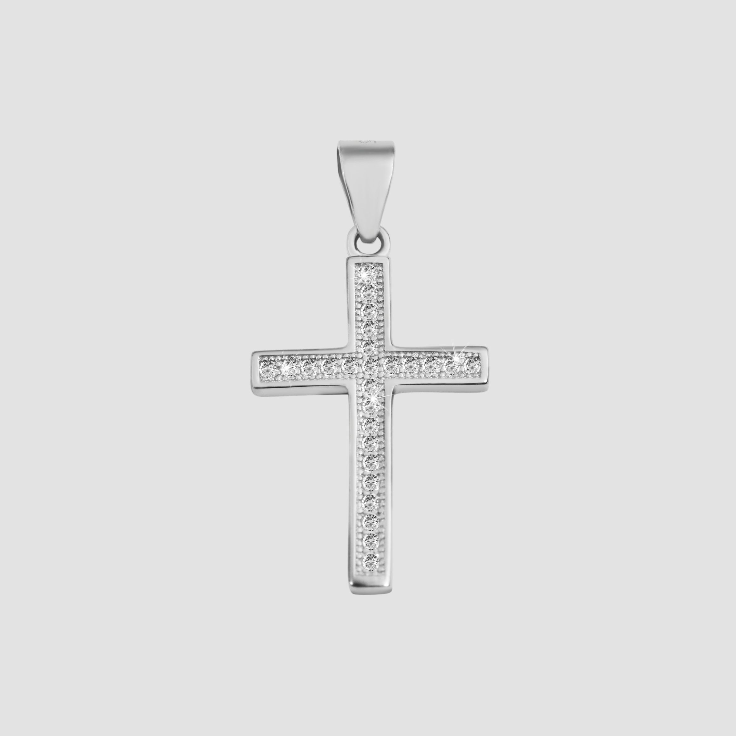 "Sepideh" 925/- Echt Silber Anhänger (ohne Kette), Kreuz mit Zirkoniabesatz, rhodiniert