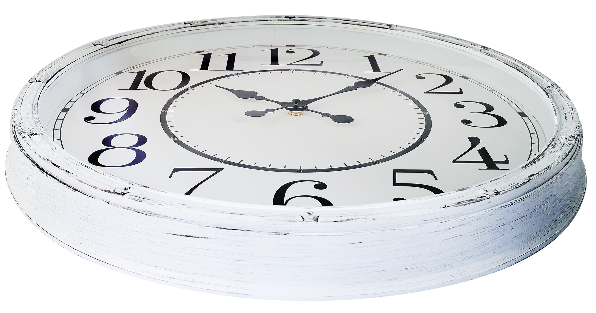 Große Wanduhr im Vintage-Look - Ø 50 cm, weiß
