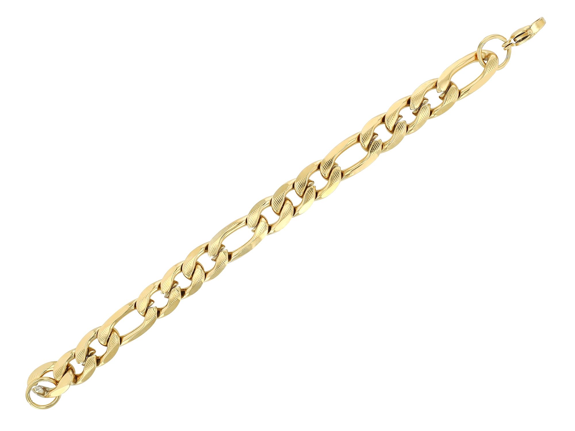 "Devin" Akzent Figaroarmband, Edelstahl, 21 cm, goldfarben