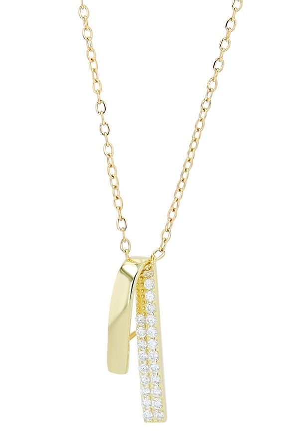 925/- Echt Silber Kette mit Anhänger "Fabi" mit Zirkonia, vergoldet, 39 + 4 cm
