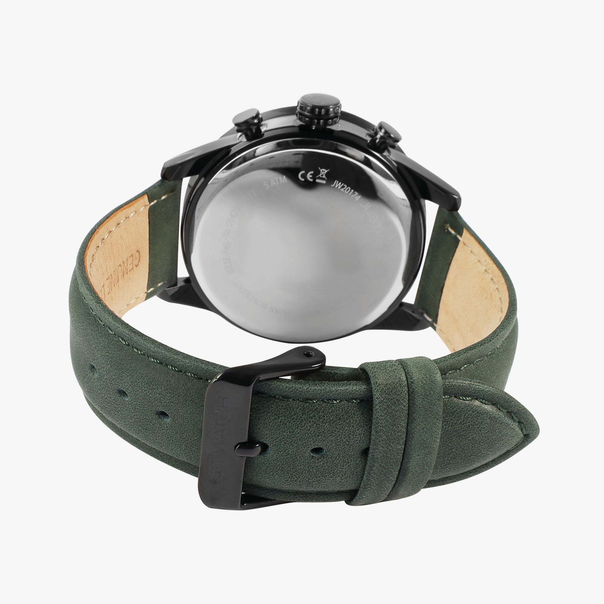 Just Watch Herrenchronograph mit Lederarmband, 5 ATM, grün