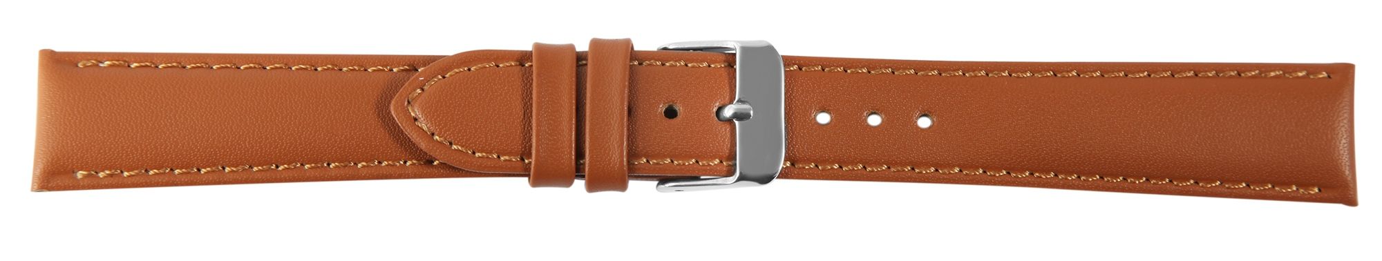 Echtleder-Uhrenarmband mit Naht, braun, 20 mm