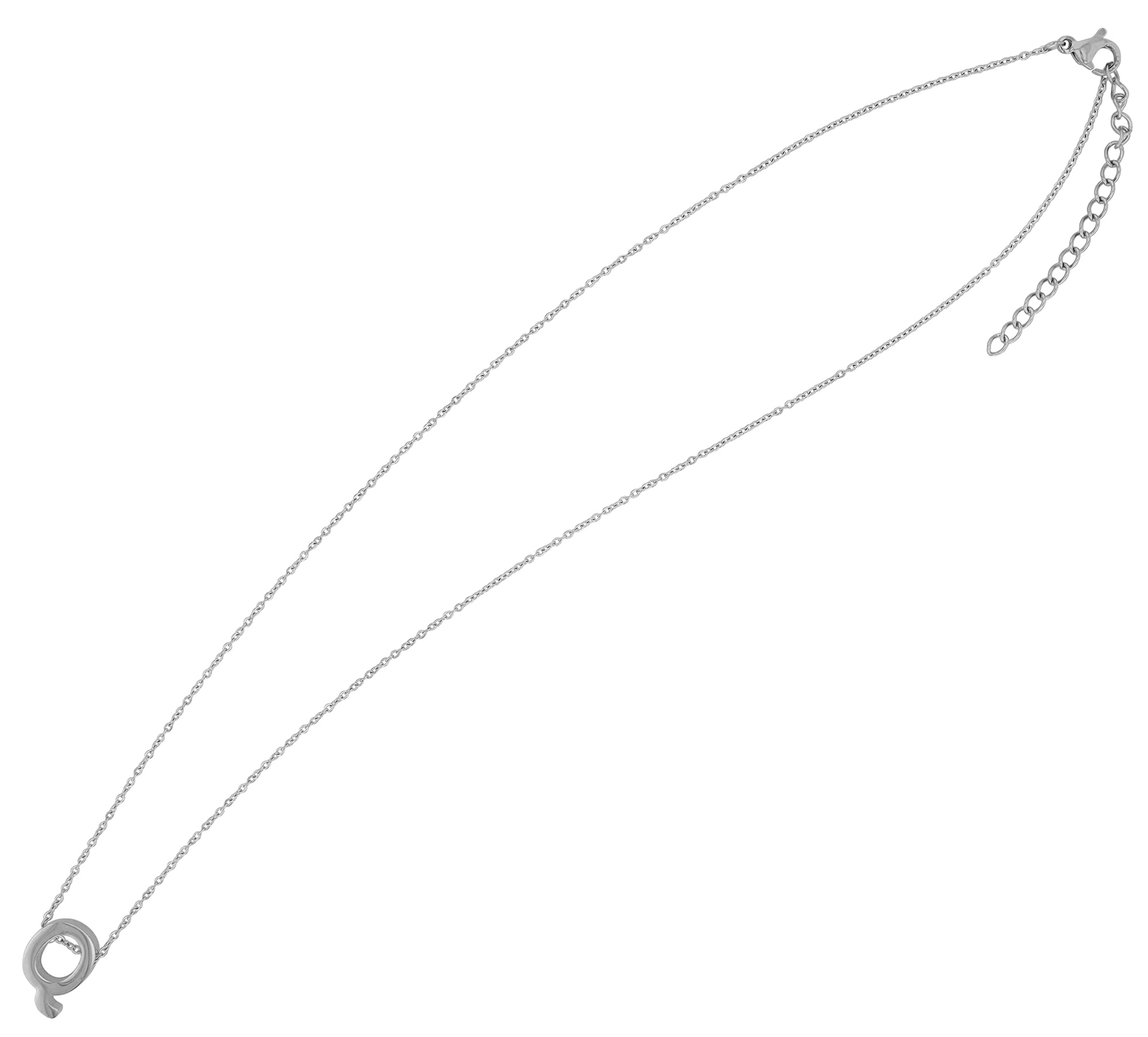 "Courrier" Edelstahlkette mit Initialen "Q", silberfarben, 45 + 5 cm