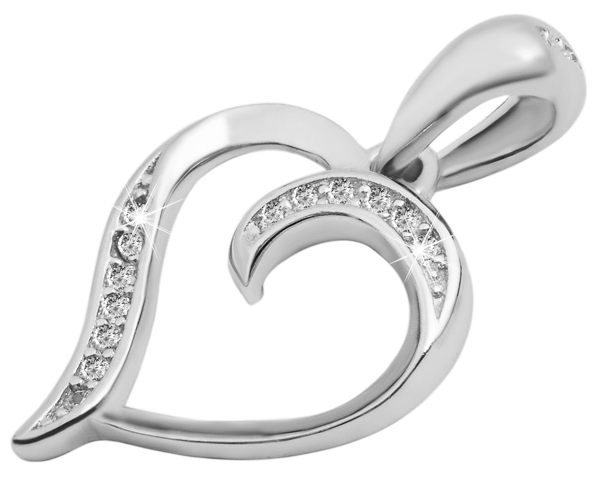 "Helina", 925/- Echt Silber Anhänger, Herz, Zirkonia, rhodiniert