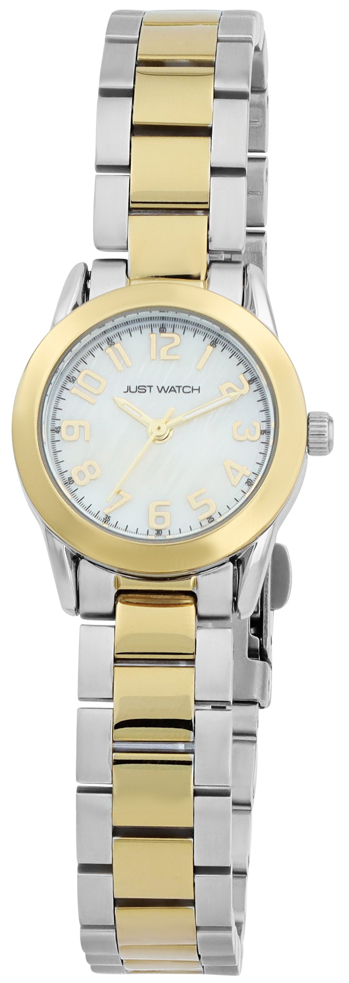 JUST WATCH Damenuhr "Jette" mit Edelstahlarmband, bicolor (silberfarben/ goldfarben)/ Perlmutt