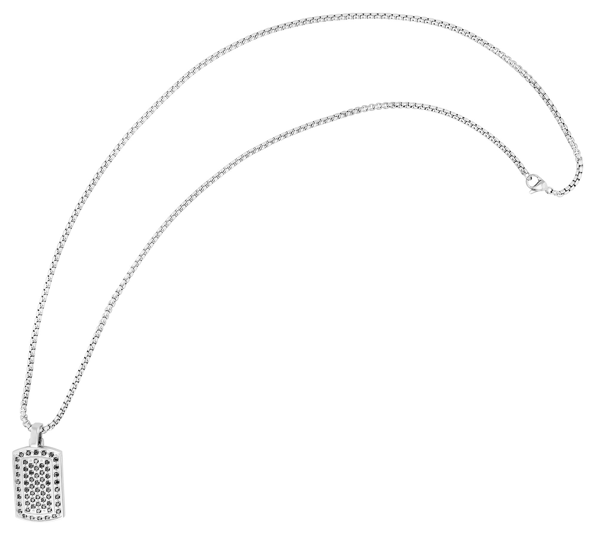 Akzent Edelstahlkette mit Dogtag Anhänger und Similibesatz, silberfarbig