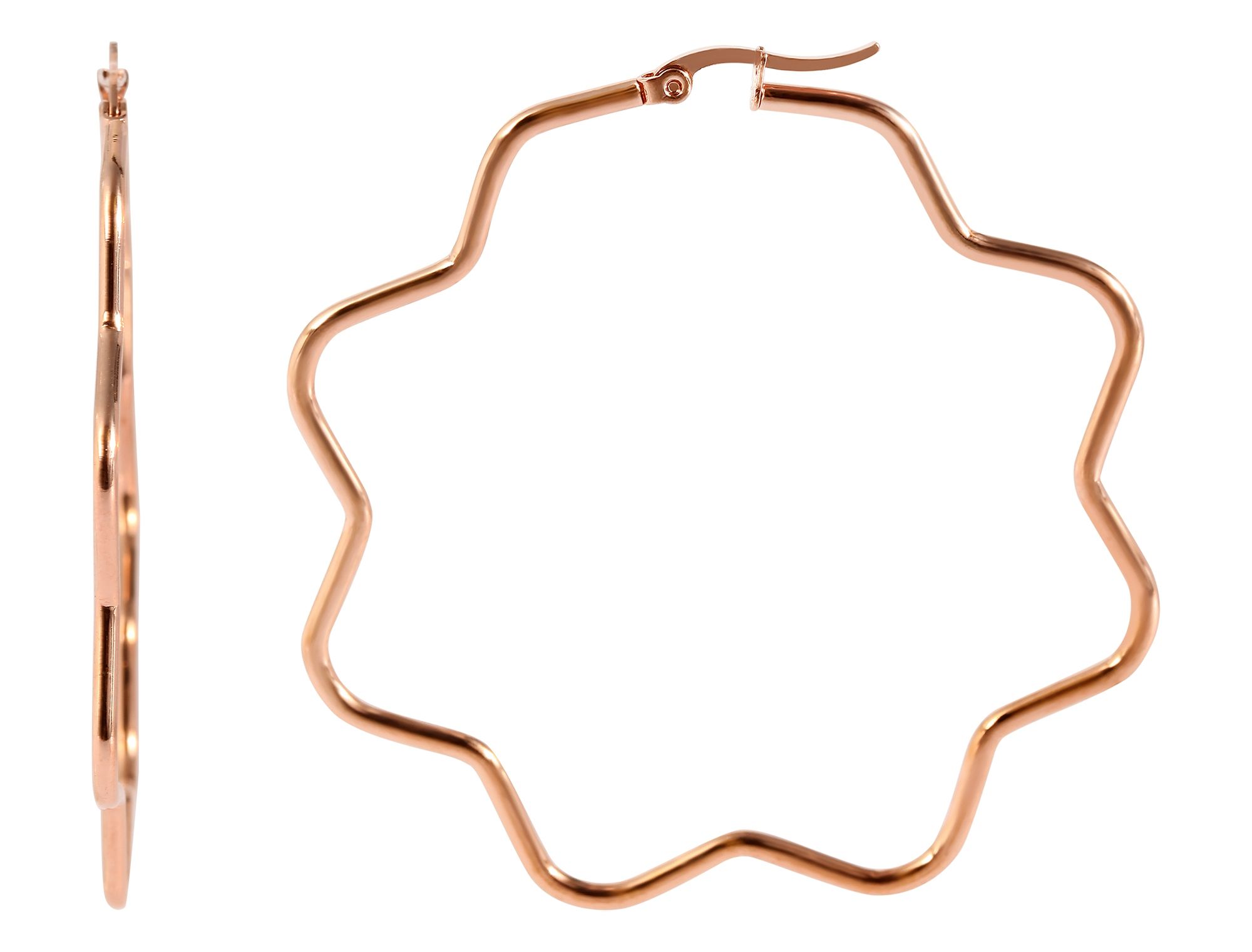 Akzent Edelstahl Creolen, Blume, 65 mm, roségoldfarbig
