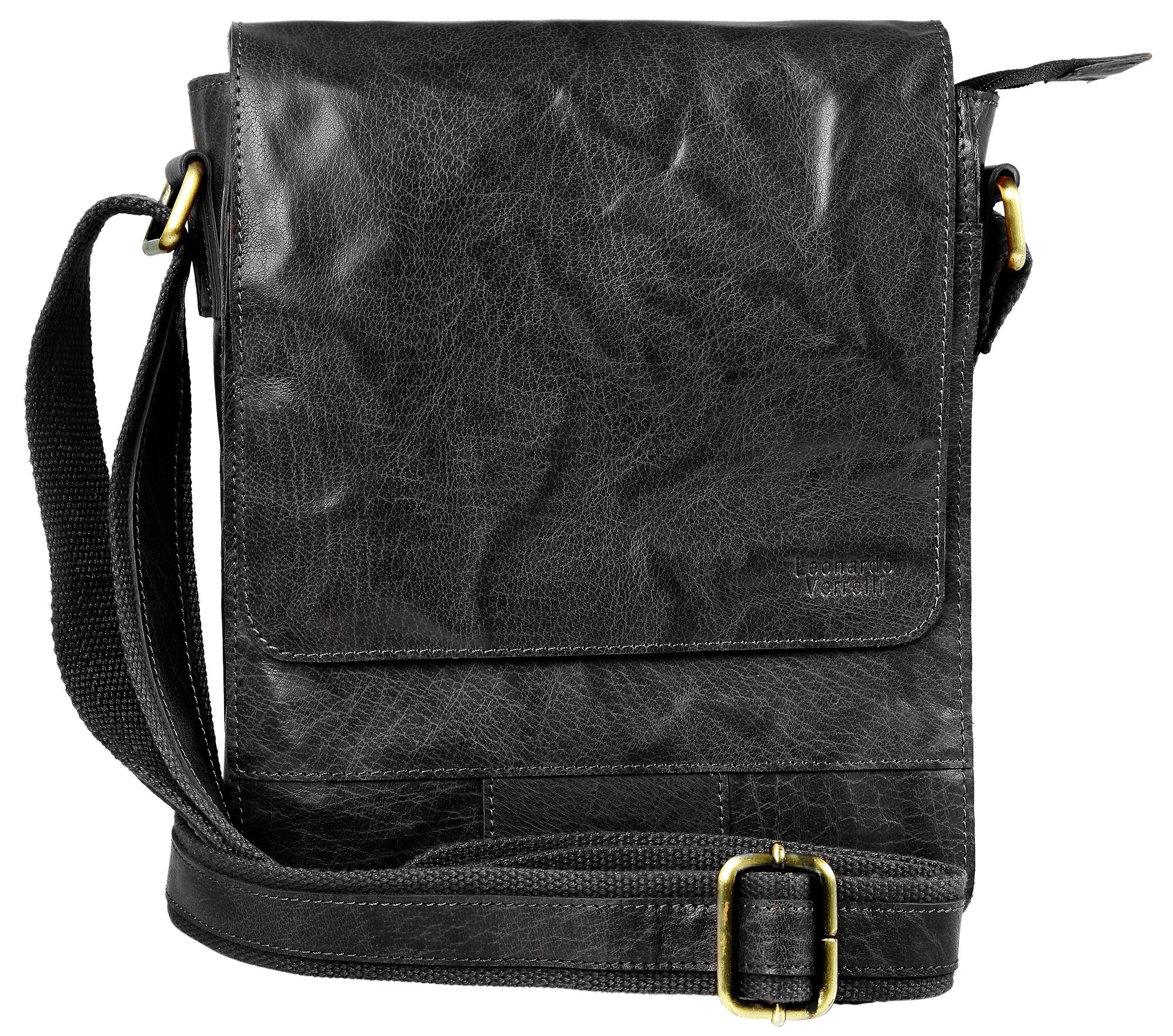Leonardo Verrelli, Echtleder (Vintage-Leder im Washed-Look), schwarz