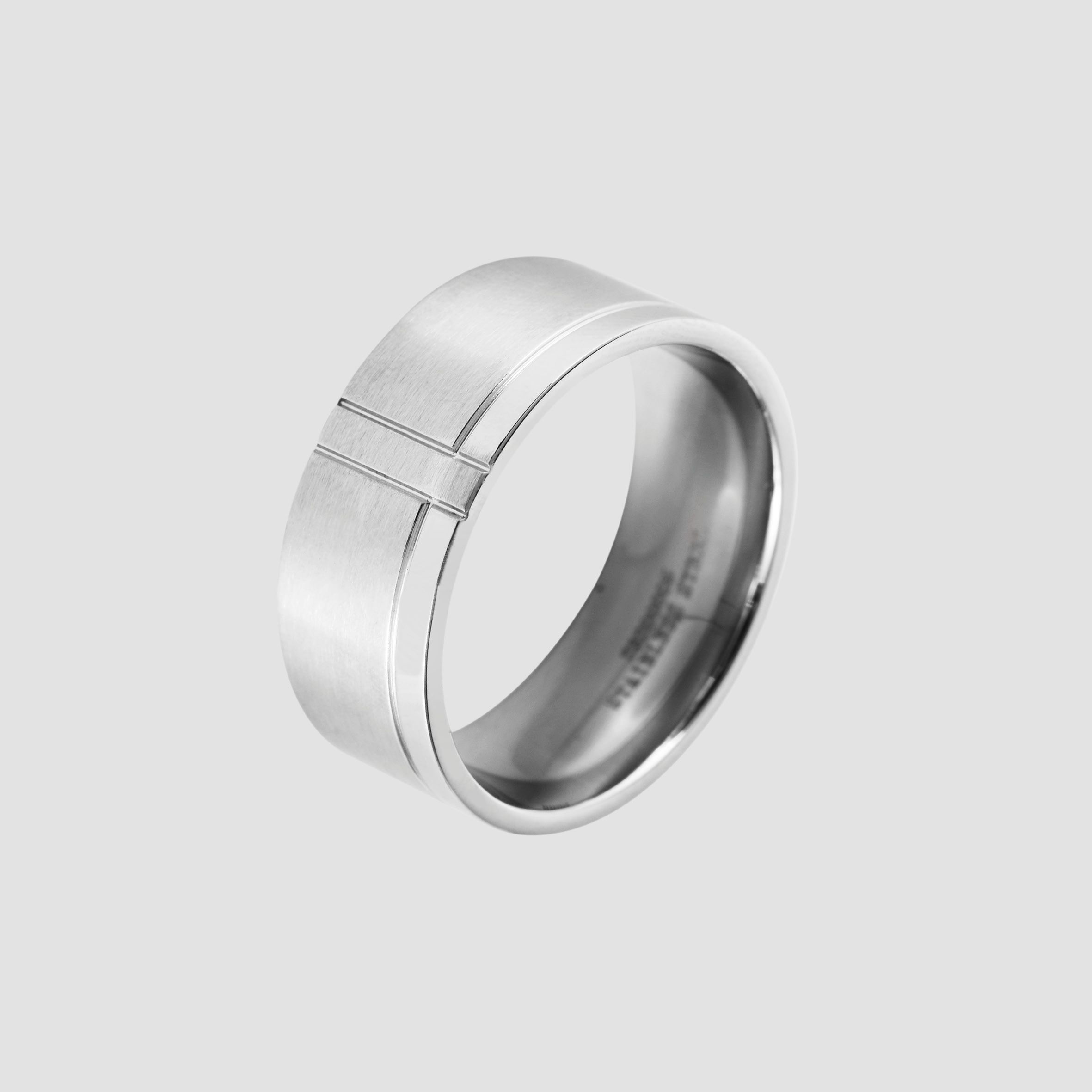 Akzent Herren-Partnerring aus Edelstahl, silberfarbig, Gr. 60