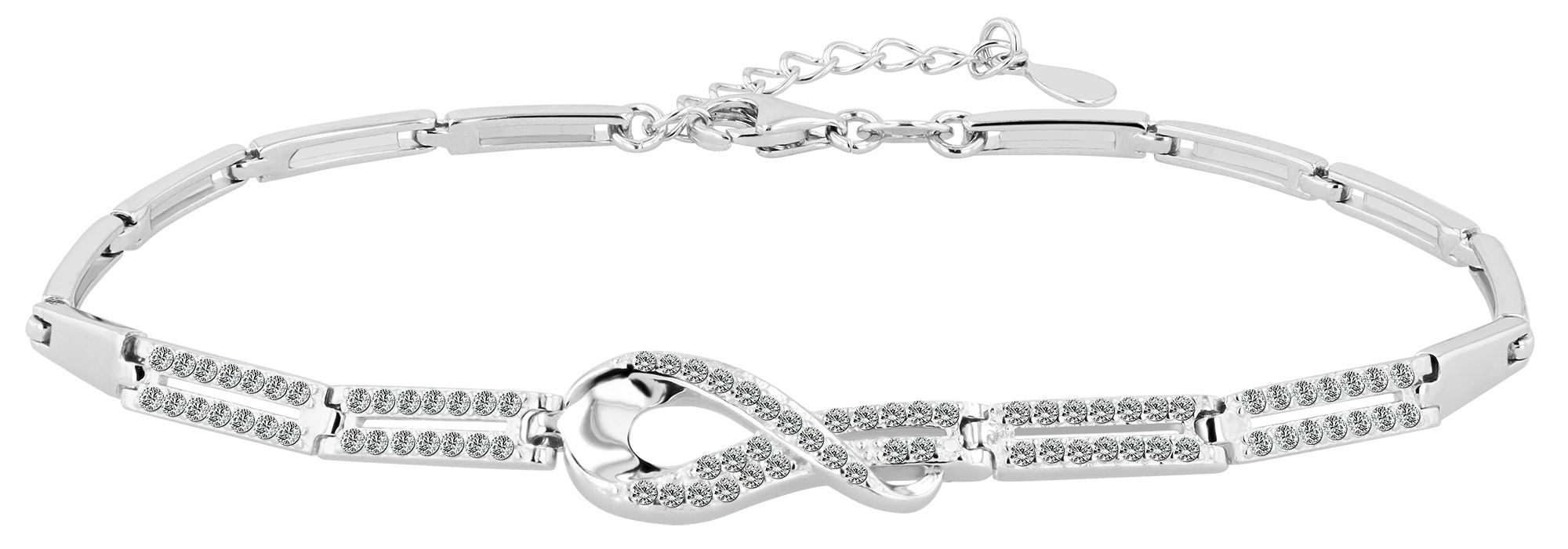 925/- Echt Silber Armband "Sancha", Zirkoniabesatz, 19 + 3 cm, rhodiniert