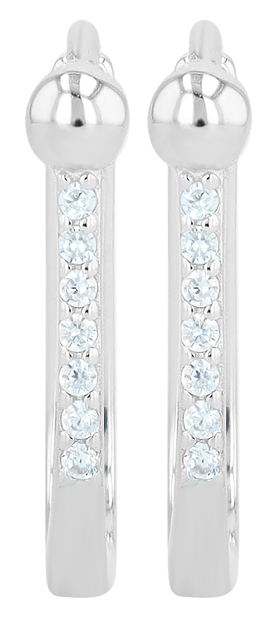 "Lumière", 925/- Echt Silber Creolen mit Zirkonia, silberfarben rhodiniert