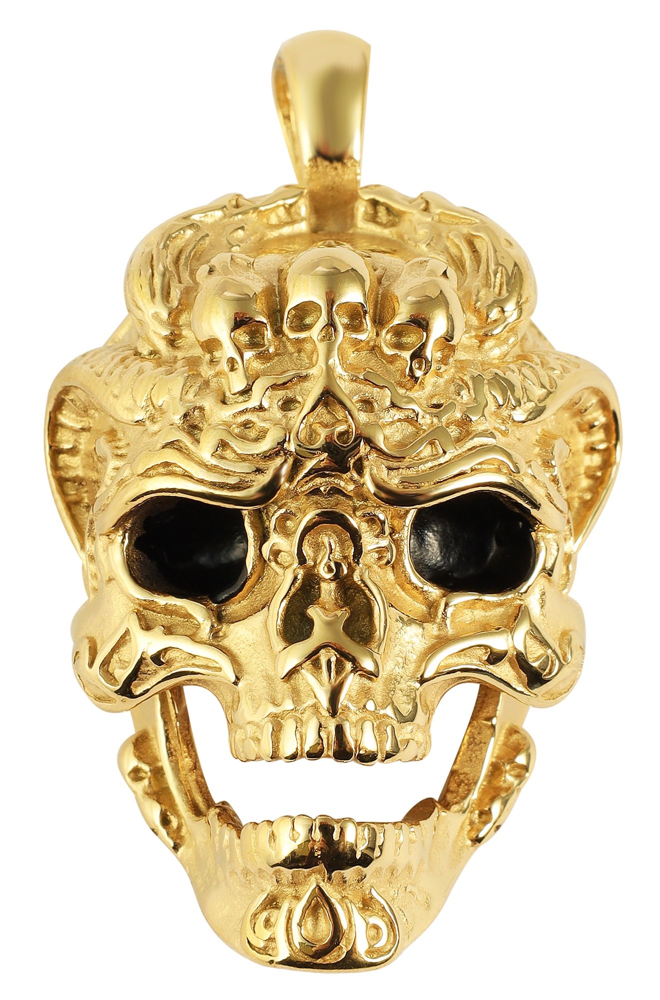 "William" - Totenkopf, Edelstahlanhänger, IP Gold