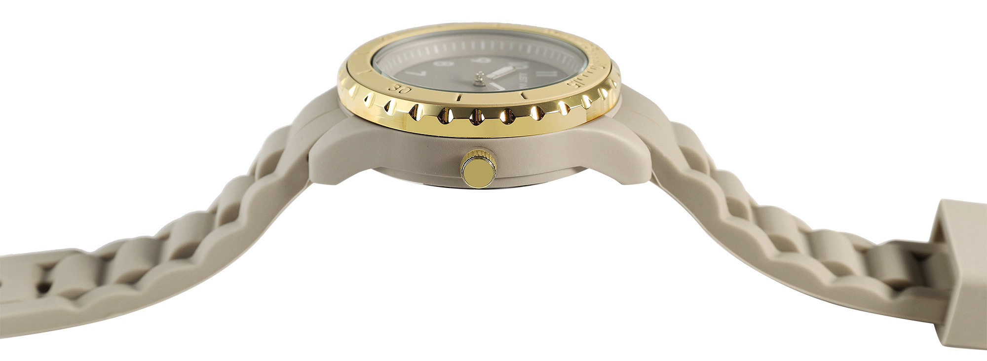 JUST WATCH Damenuhr "Kaia" mit Silikonband, 5ATM, taupe/ goldfarben