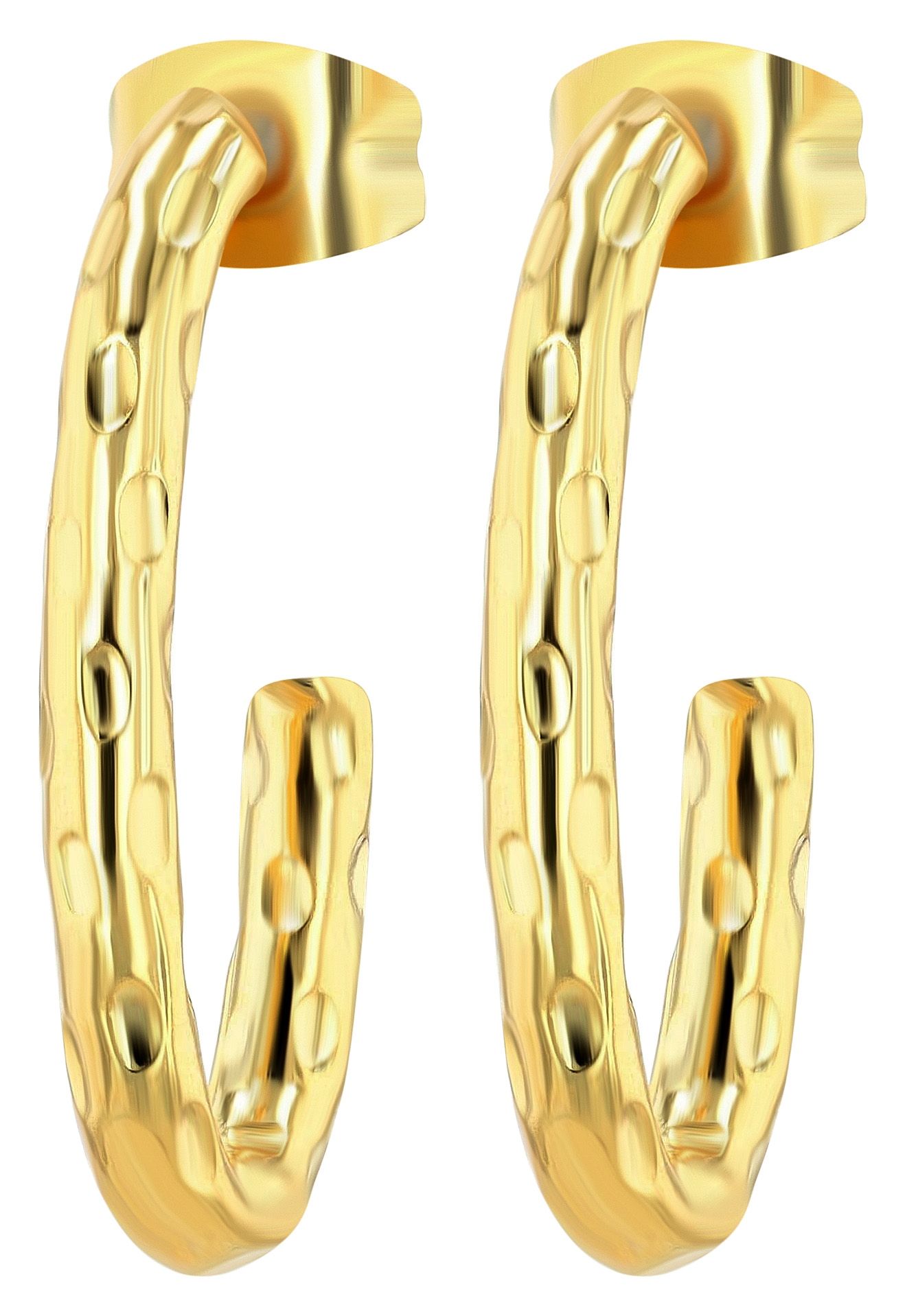 "Mino" Edelstahl Ohrstecker, halbrunde Creole, Edelstahl, goldfarben
