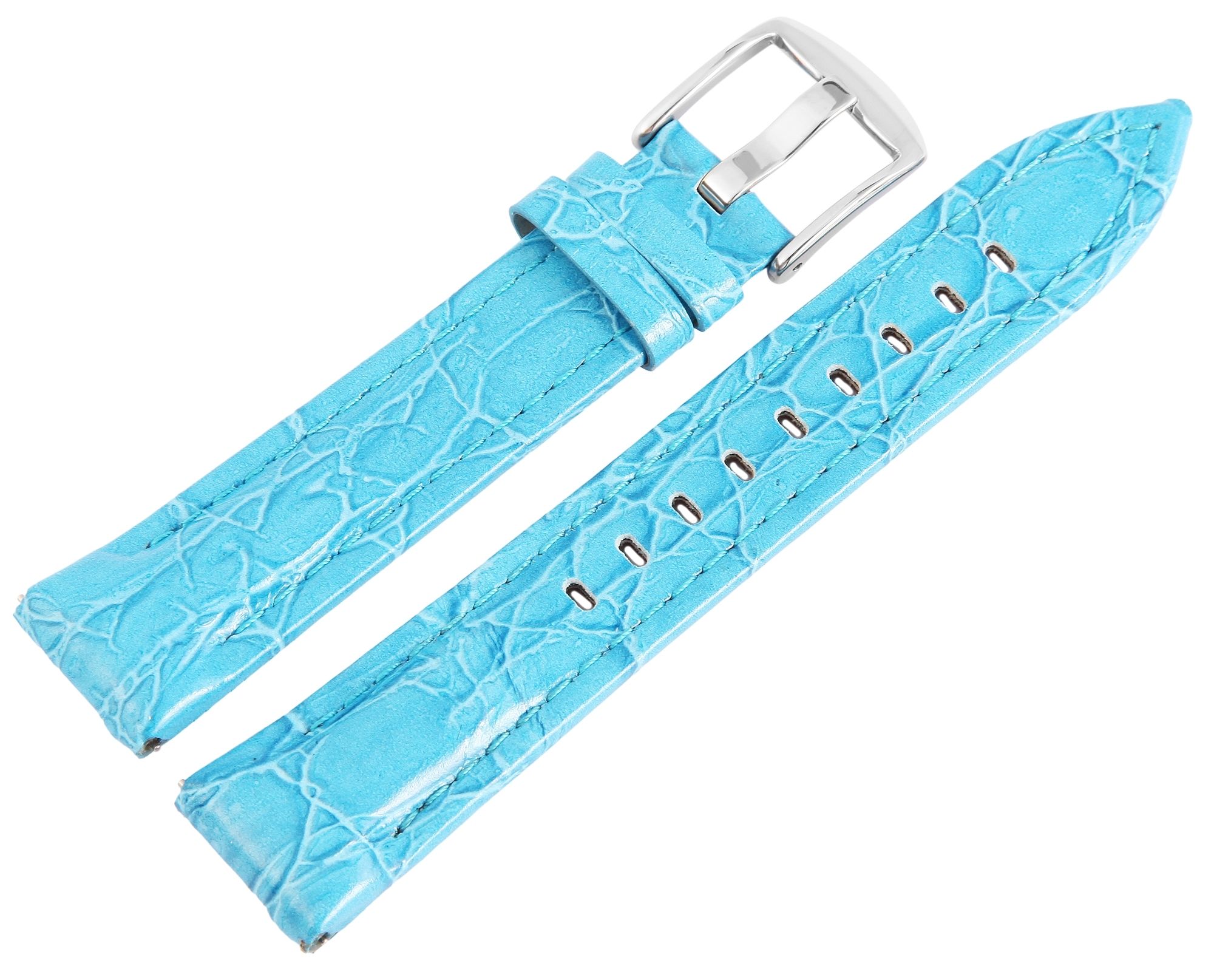 Echtleder-Uhrenarmband, hellblau, 20 mm