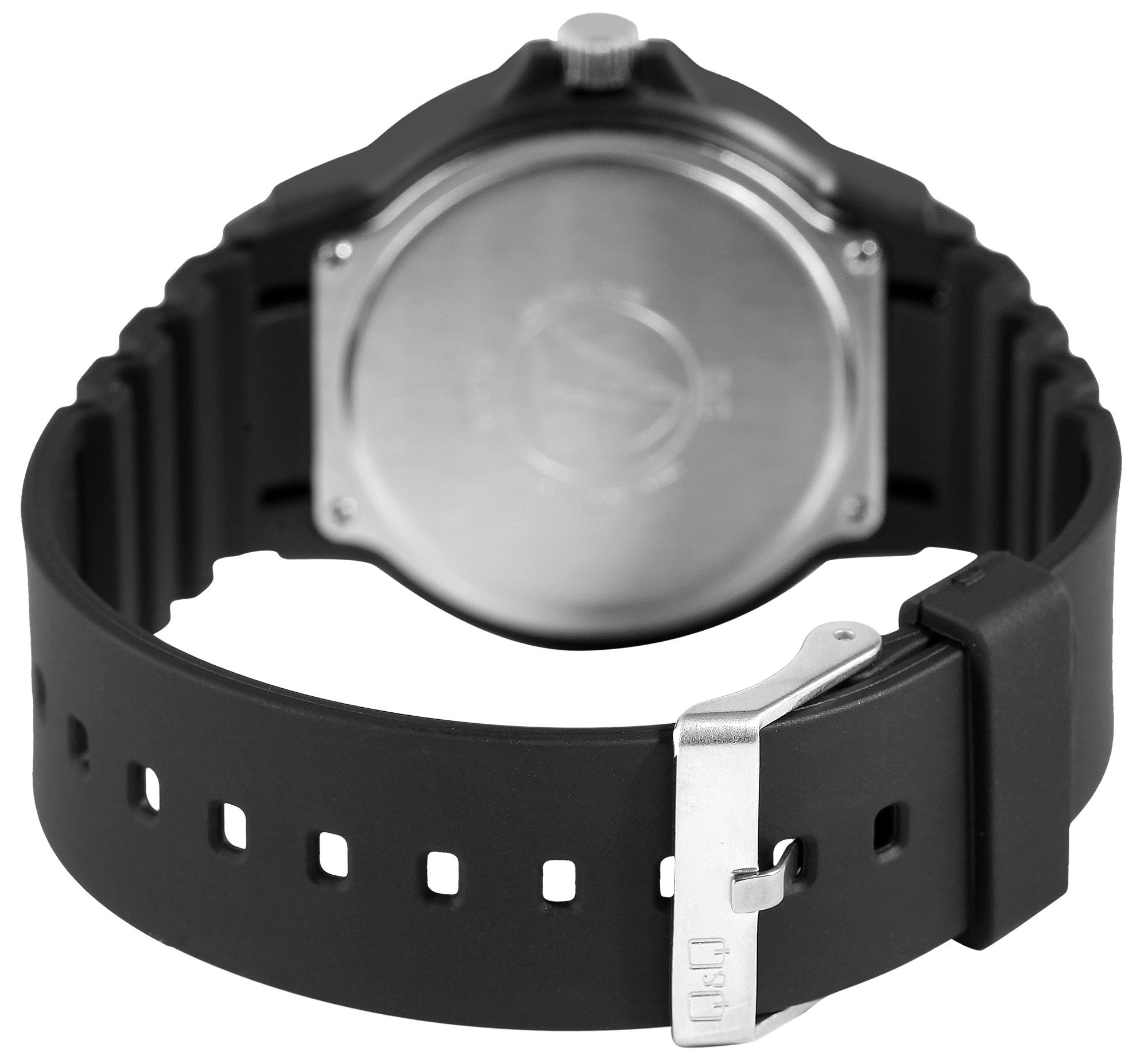 Q&Q Herrenuhr mit Silikonarmband, Ø 43 mm, schwarz/ rote Details