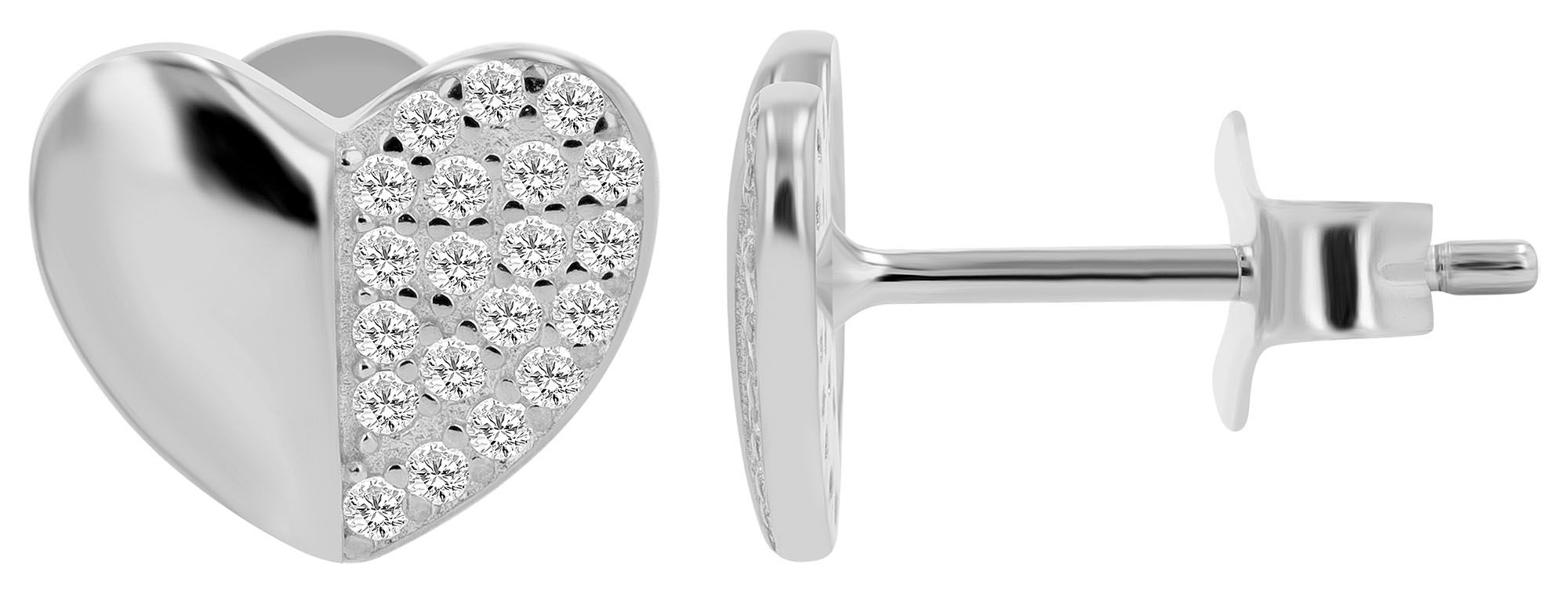 925/- Echt Silber Schmuckset "Lio", Herzdesign, Ohrstecker & Anhänger, rhodiniert