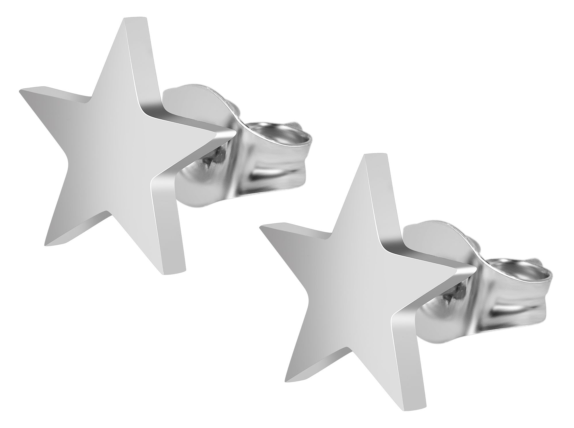 Akzent Edelstahl Ohrstecker, Stern, silberfarben