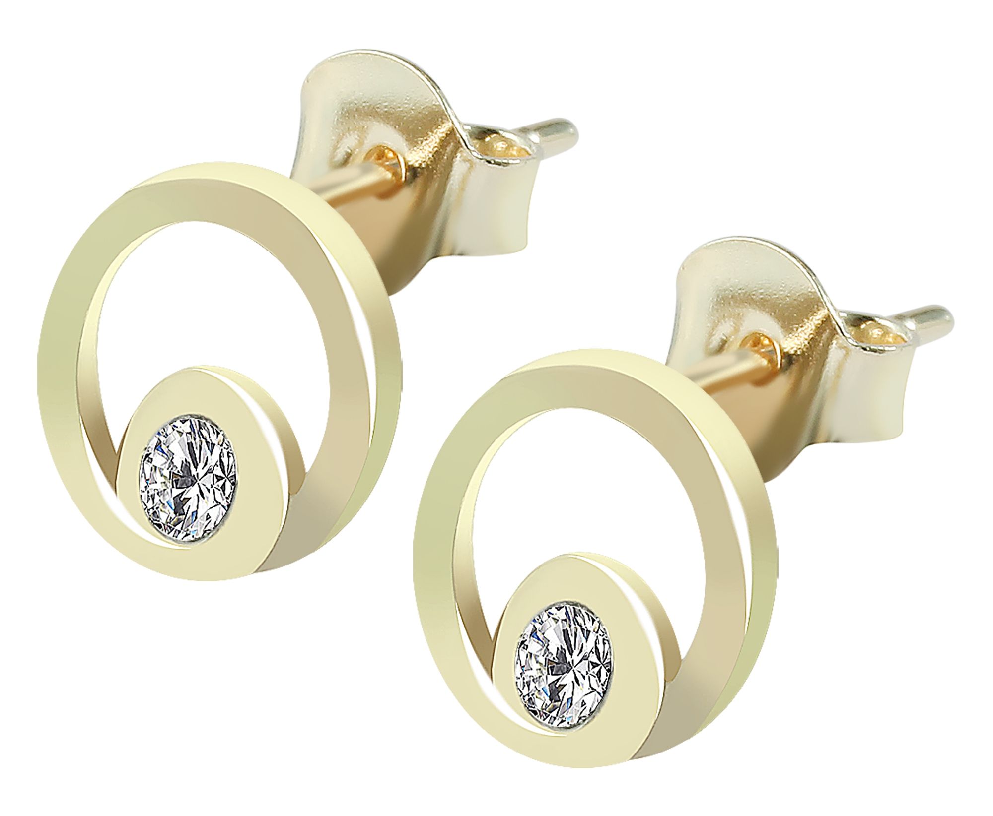 333/- Gold Ohrstecker mit Zirkoniabesatz, Gelbgold, 8 Karat, rund