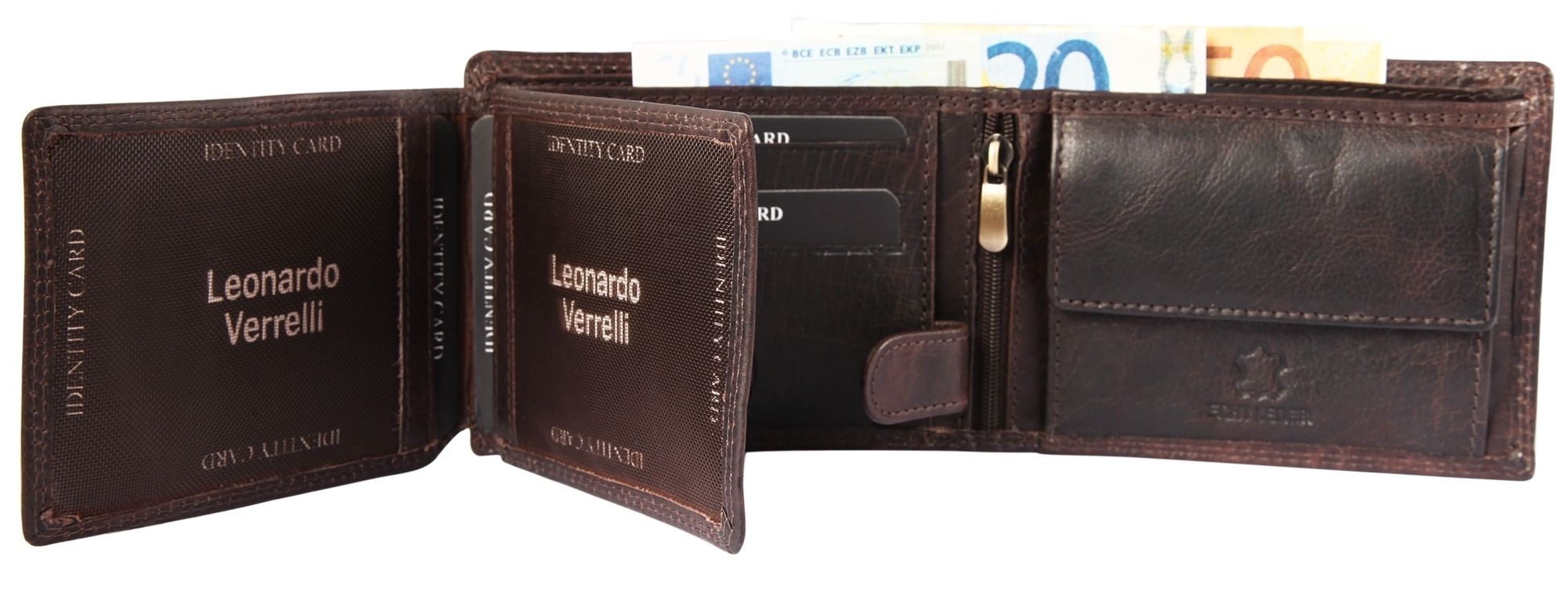 Leonardo Verrelli Herrengeldbörse aus Echt Leder in braun