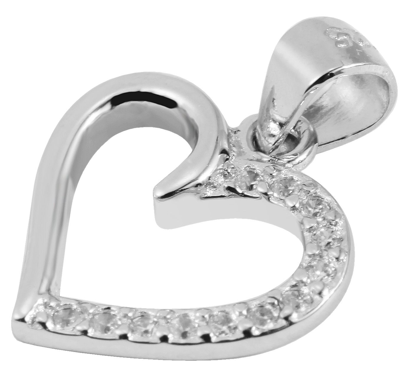 925/- Echt Silber Schmuckset "Heleen" mit Ohrsteckern und Anhänger, Herzen, Zirkoniabesatz, 925/rhodiniert