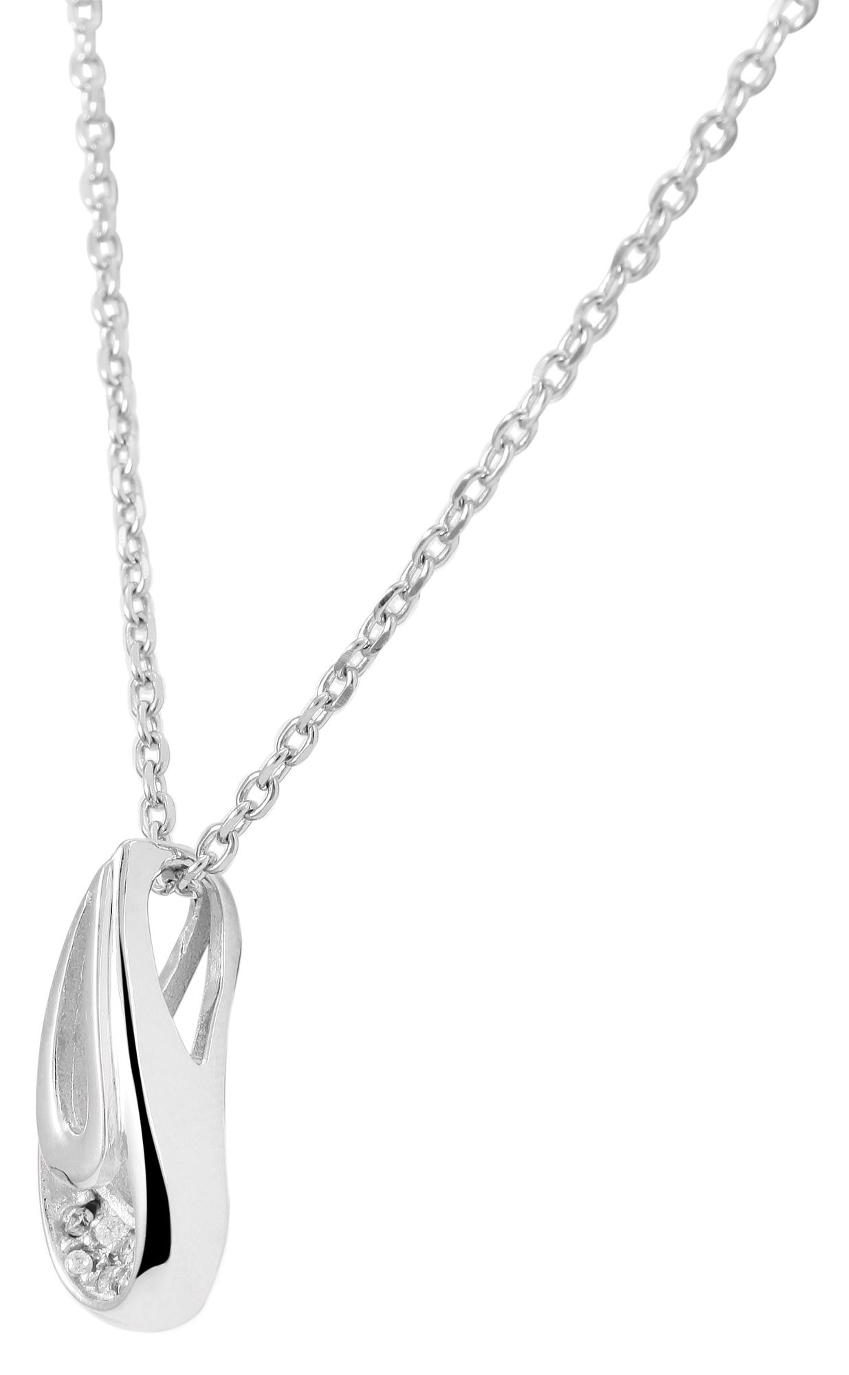 925/- Echt Silber Anhänger ohne Kette "Maiga", tropfenform, Zirkoniabesatz, 925/rhodiniert