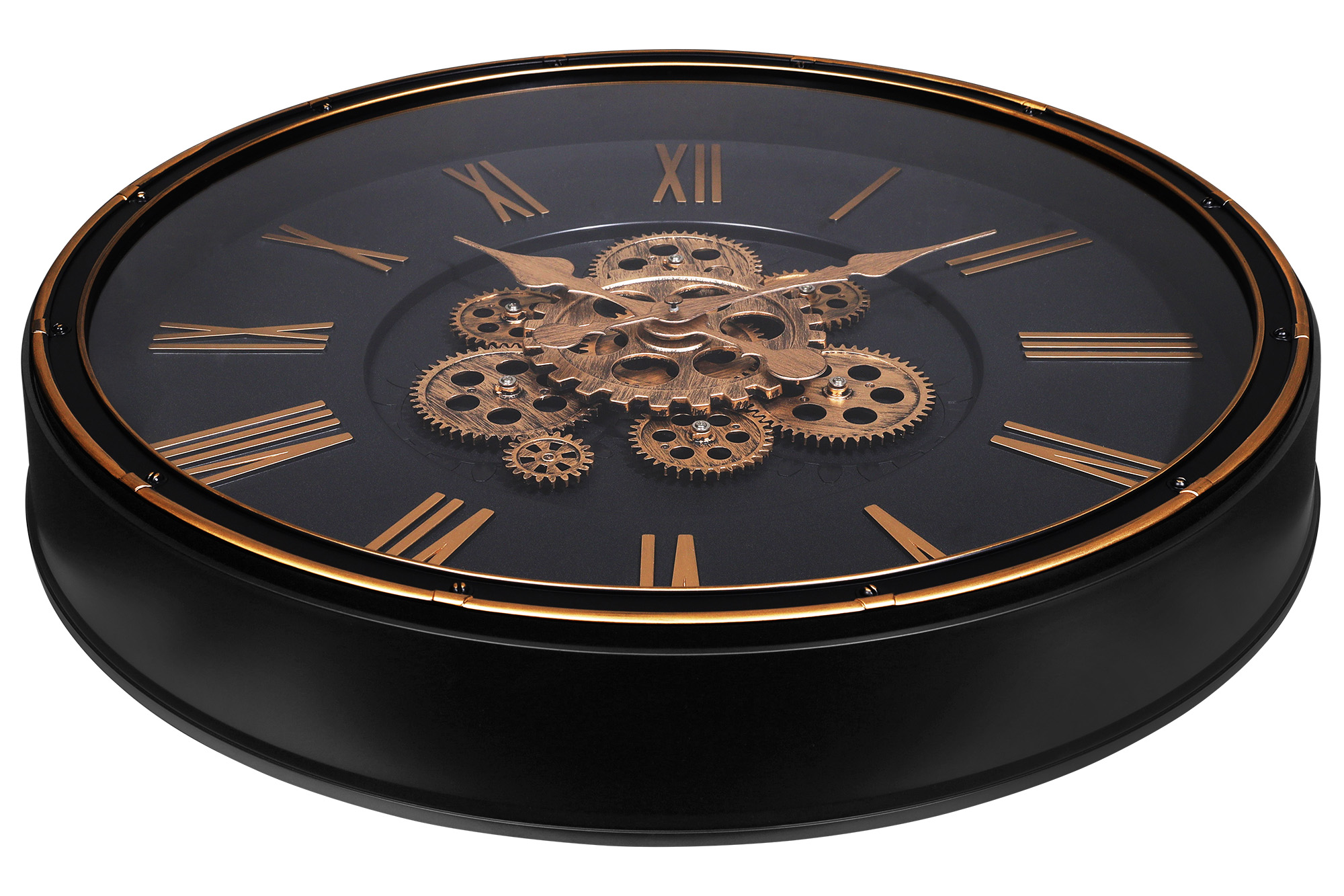 Skelett-Wanduhr im Industrial-Vintage-Look, Ø 50,5 cm, schwarz/ rosegoldfarben