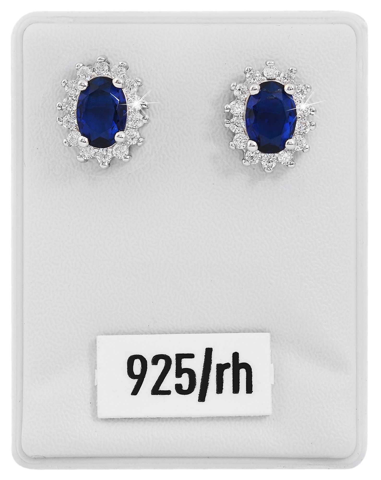 "Diana" 925/- Echt Silber Ohrstecker - Entourage-Stil, Zirkonia blau, rhodiniert