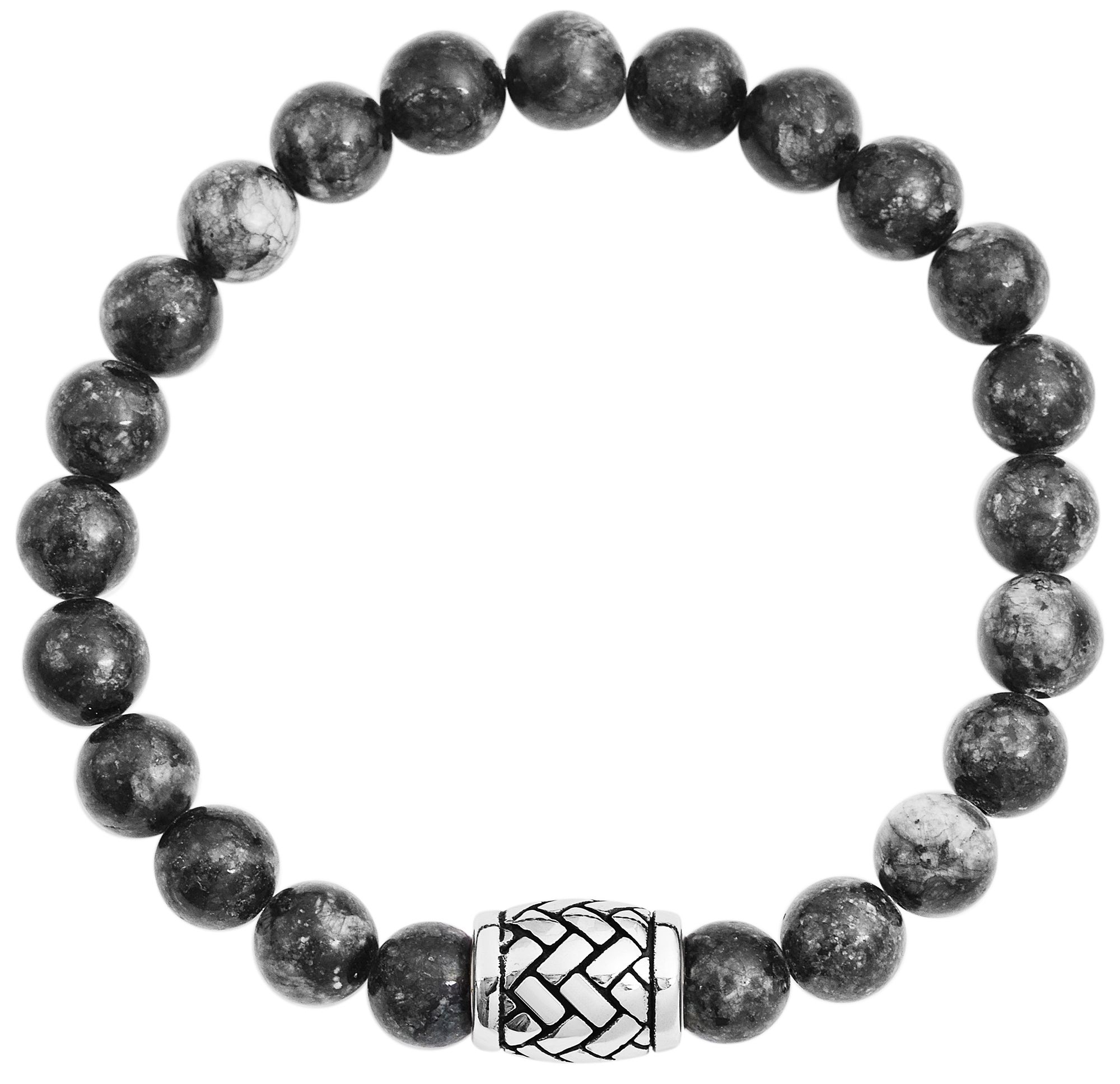 "Oni" Kugelarmband, Naturstein (Feuer Achat)/ Edelstahl