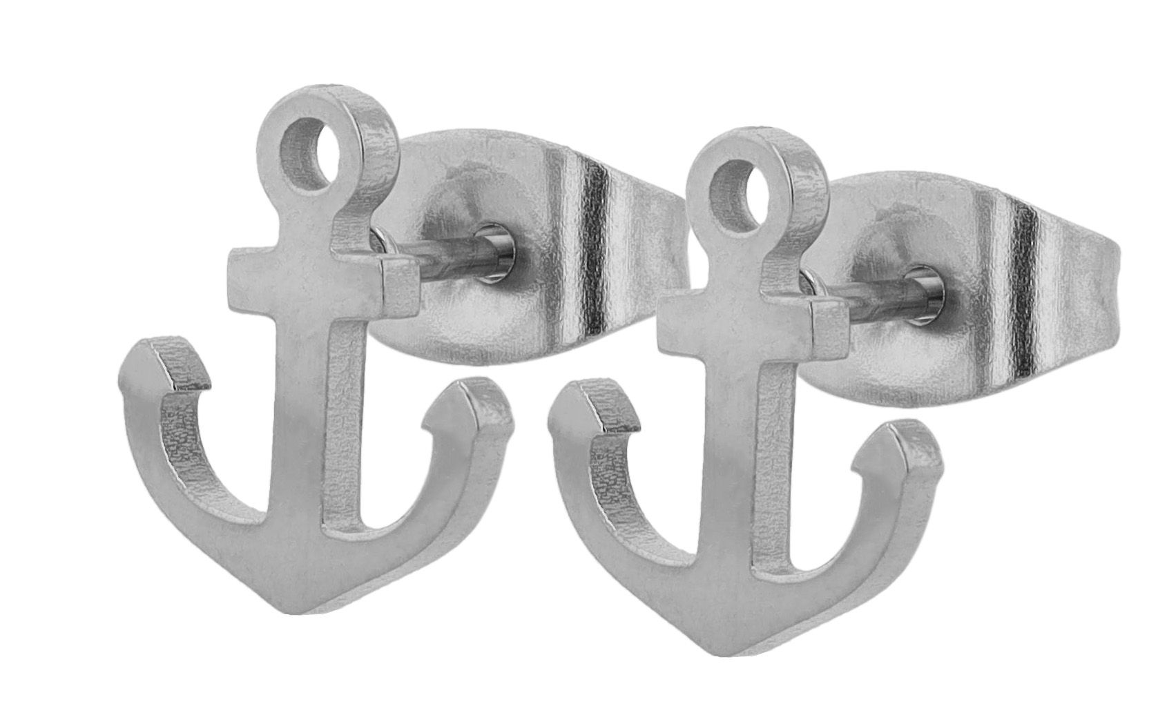 "Niall" Edelstahl Ohrstecker - Anker, silberfarben